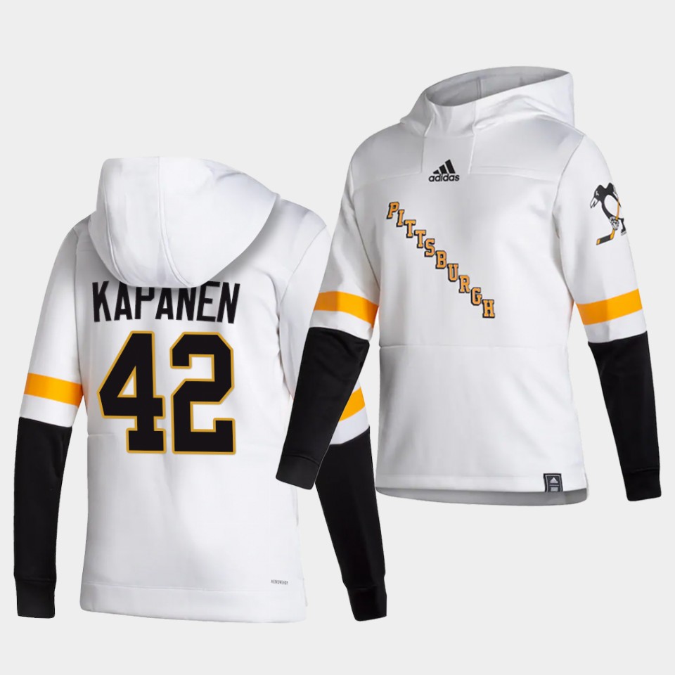 Men Pittsburgh Penguins #42 Kapanen White  NHL 2021 Adidas Pullover Hoodie Jersey->customized nhl jersey->Custom Jersey